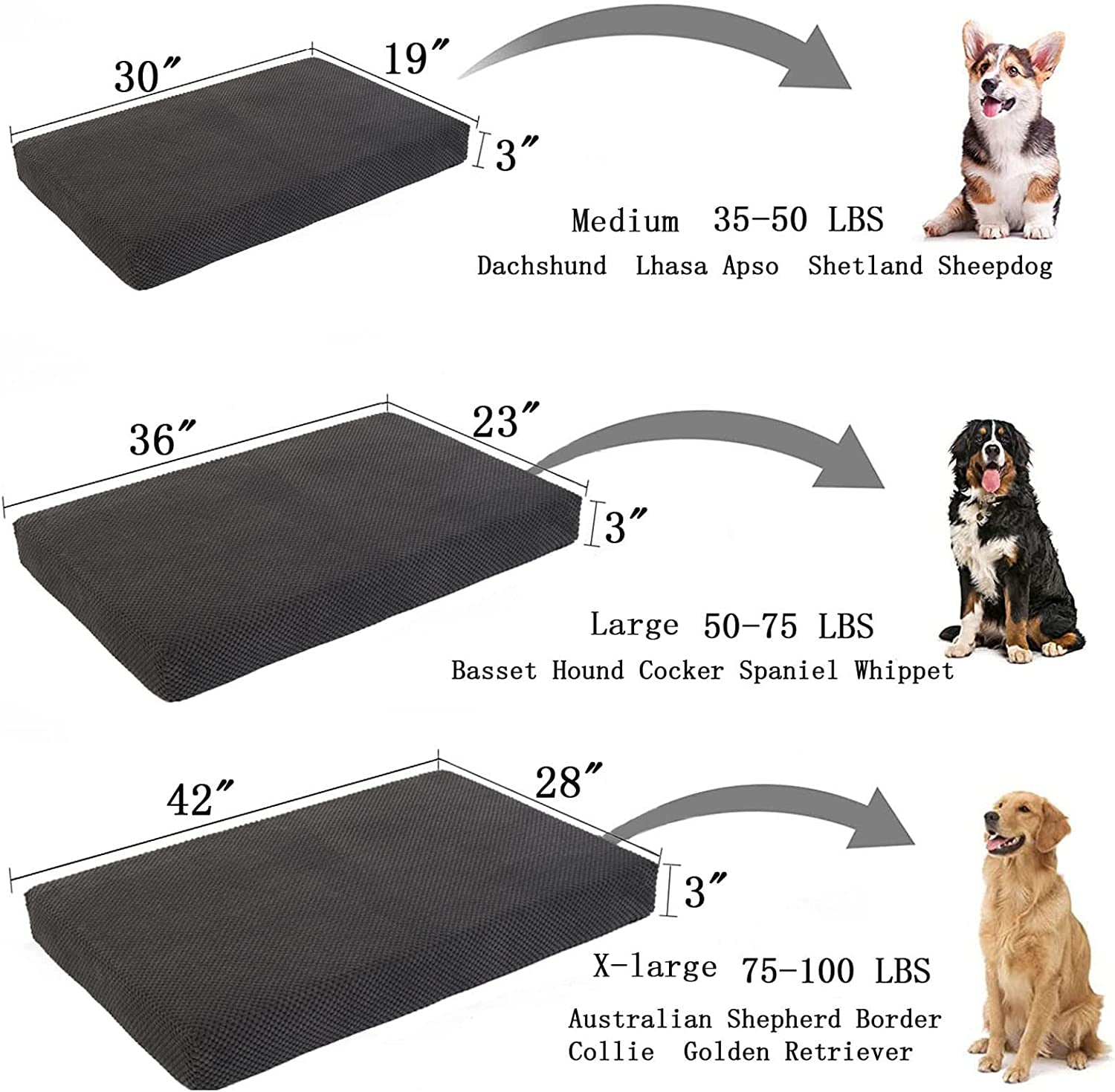 Dog Bed，Fit Beds for Large Medium Dogs ，Waterproof Orthopedic Dog Beds Removable Cleaning Indoor Pet Cot，Egg Foam Cotton