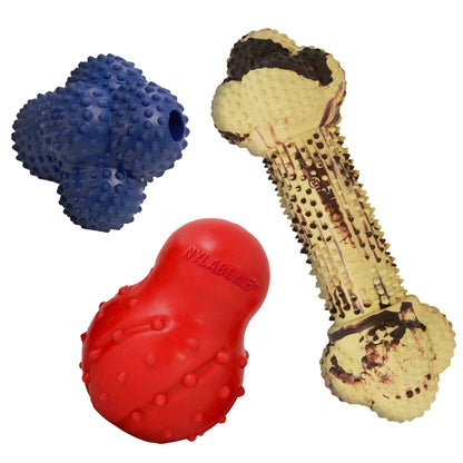 Super Tough Rubber Dog Toys, Variety Pack, 3-Pack