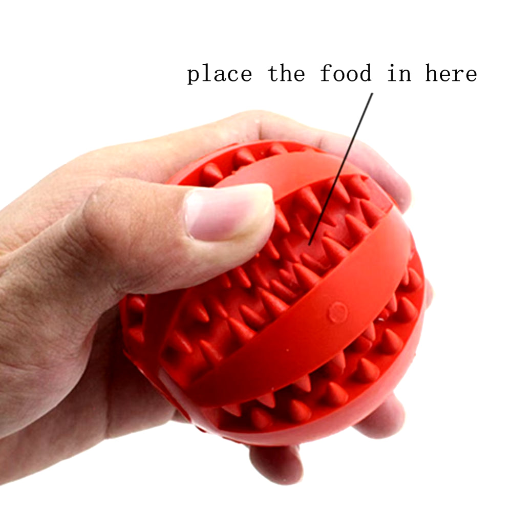 Dog Food Treat Feeder Funny Pet Interactive Rubber Ball Dogs Chew Toy Tooth Cleaning Ball Puppy Training Bite Resistant Toy Ball