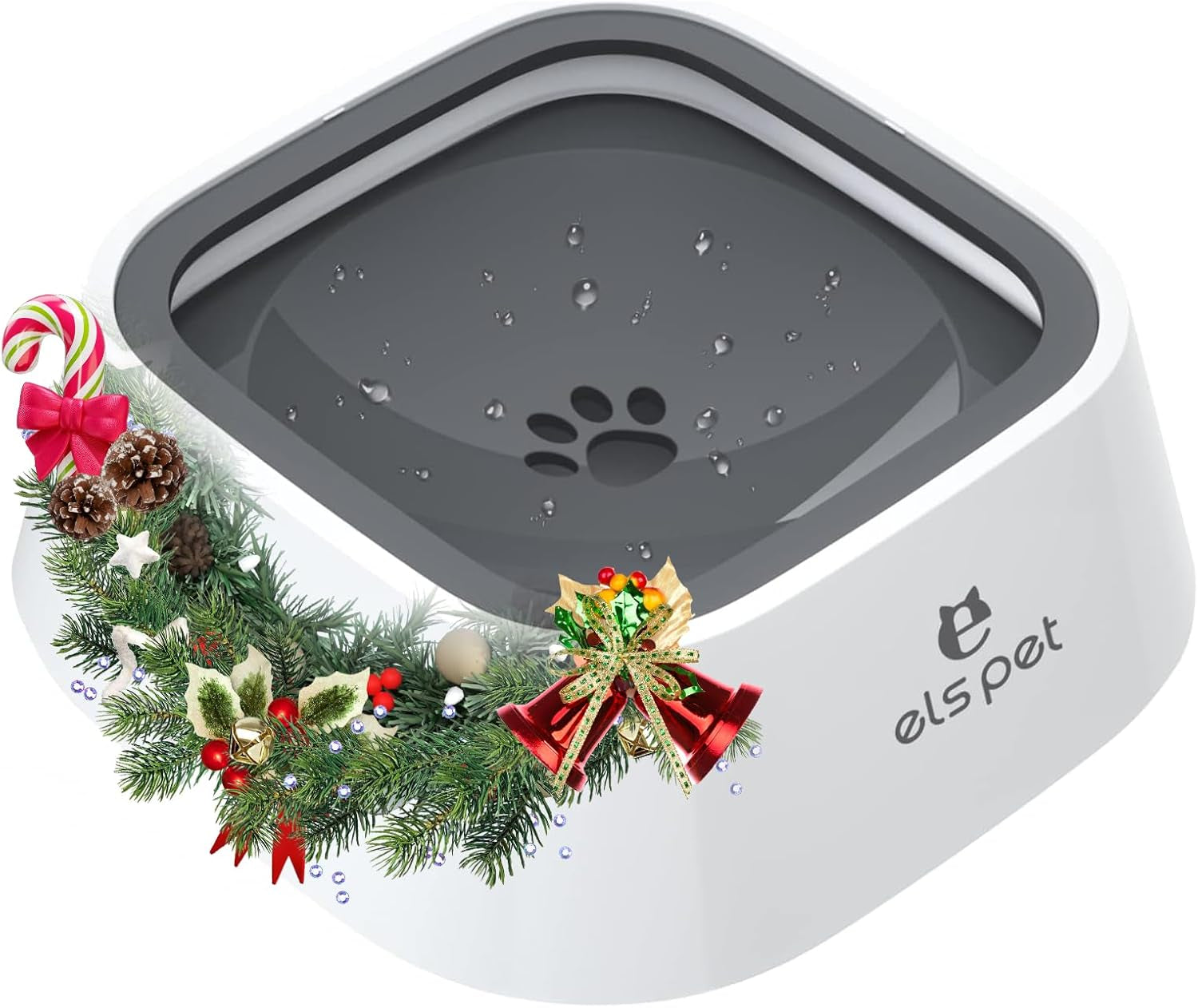 Dog Bowl No Spill, Pet Water Bowl No Drip Slow Water Feeder Cat Bowl, Pet Water Dispenser 70Oz/2L Large Capacity Travel Water Bowl for Dogs, Cats (Grey, A-35Oz)