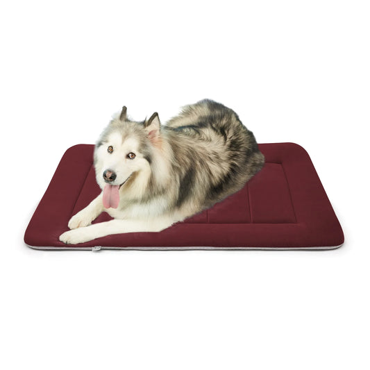 47" Dog Bed Washable Kennel Pad anti Slip Pet Crate Mat Burgundy