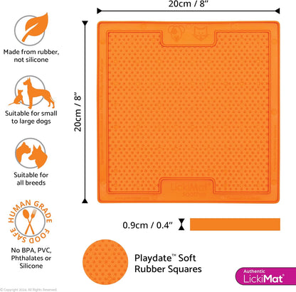 Classic Soother Slow Feeder for Dogs Lick Mat Boredom Anxiety Reducer Perfect for Food Treats Yogurt Liquid Food Peanut Butter Fun Alternative to a Slow Feed Dog Bowl, Orange