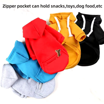 Pet Hoodies for Large Dogs Spring and Autumn Fleece Golden Retriever Sweatshirt with Hat and Zip Pocket Pet Clothing