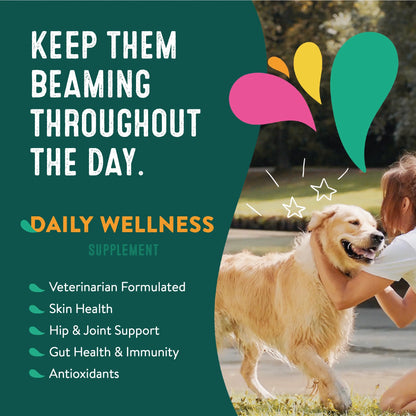 Daily Wellness Supplements for Dogs | Probiotic & Prebiotic Benefits with Fish Oil & Seaweed to Keep Your Dog Beaming All Day Long | All Breeds and Sizes | 60 Count