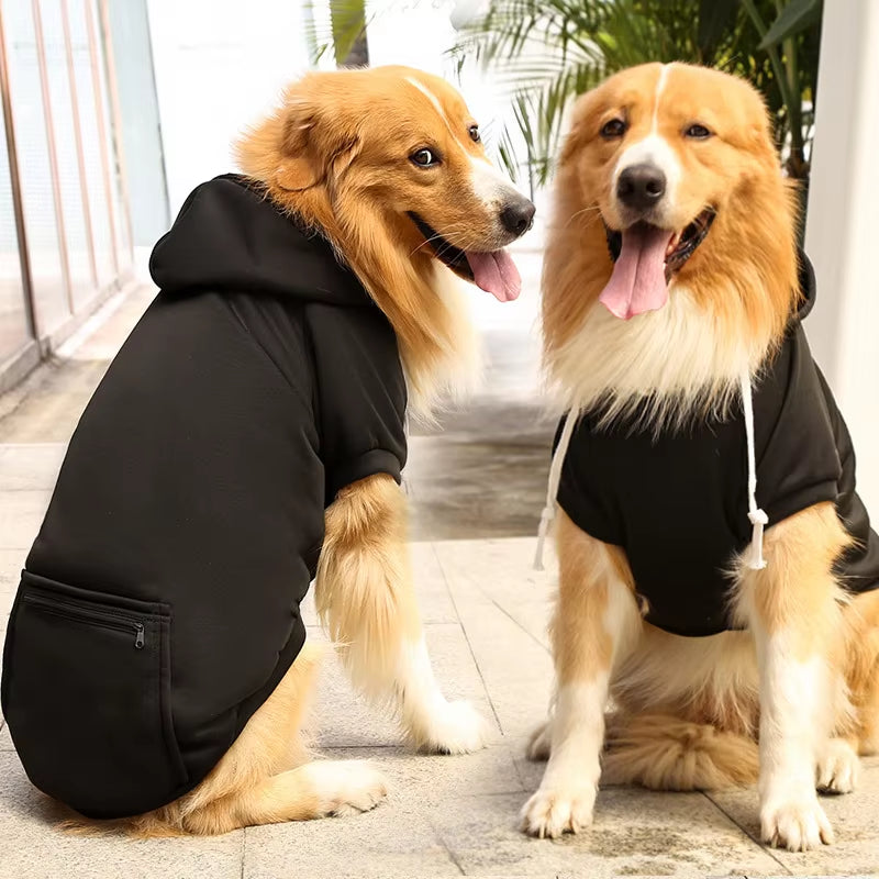 Pet Hoodies for Large Dogs Spring and Autumn Fleece Golden Retriever Sweatshirt with Hat and Zip Pocket Pet Clothing