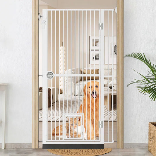 Eresmia Extra Tall Pet Gate for Doorway, Adjustable Pressure Mounted Pet Gate with Door